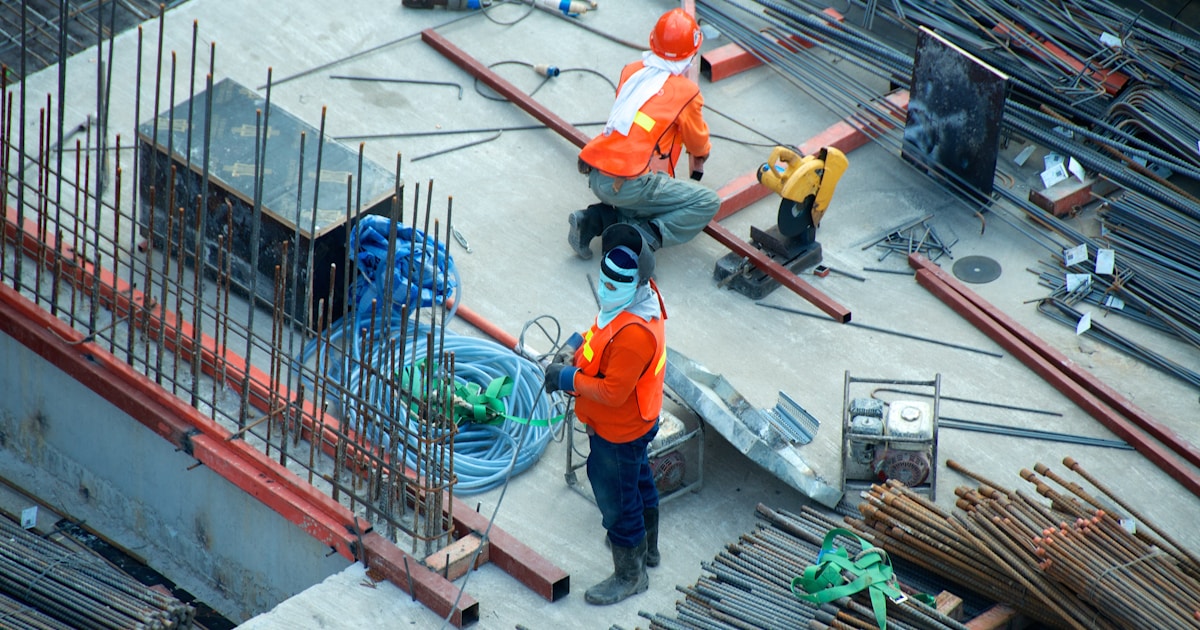 Concrete being poured for a shed slab